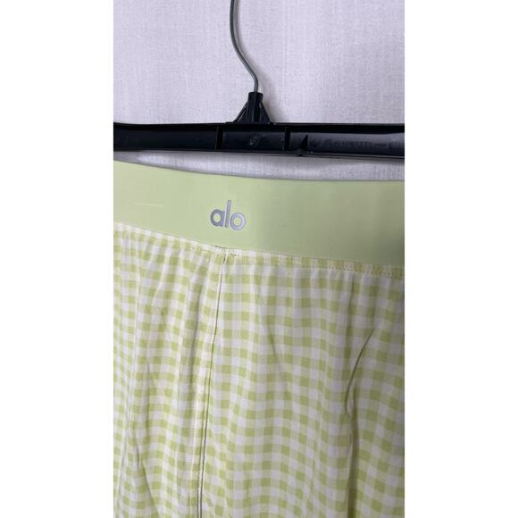 Alo Yoga Mesh Gingham Cropped Long Sleeve Top, Skirt in Iced Green Tea Size XS - Picture 3 of 6